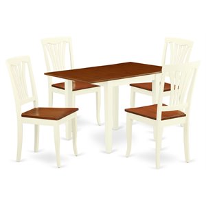 East West Furniture Norden 5-piece Wood Kitchen Set in Buttermilk/Cherry
