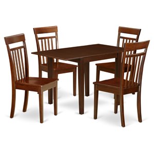 East West Furniture Norden 5-piece Wood Dining Room Set in Mahogany