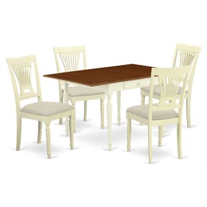 East West Furniture Monza 5-piece Wood Table and Dining Chair Set in Cherry
