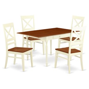 East West Furniture Monza 5-piece Wood Table and Dining Chairs in Cherry