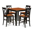 East West Furniture Pub 5-piece Traditional Wood Dining Set in Black/Cherry