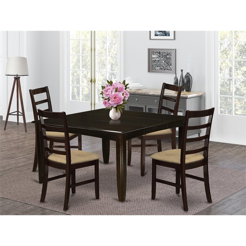 East West Furniture Parfait 5-piece Wood Dining Table Set in Cappuccino