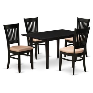 East West Furniture Norden 5-piece Traditional Wood Dining Set in Black
