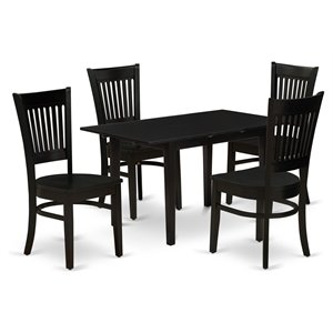 East West Furniture Norden 5-piece Traditional Wood Dining Table Set in Black