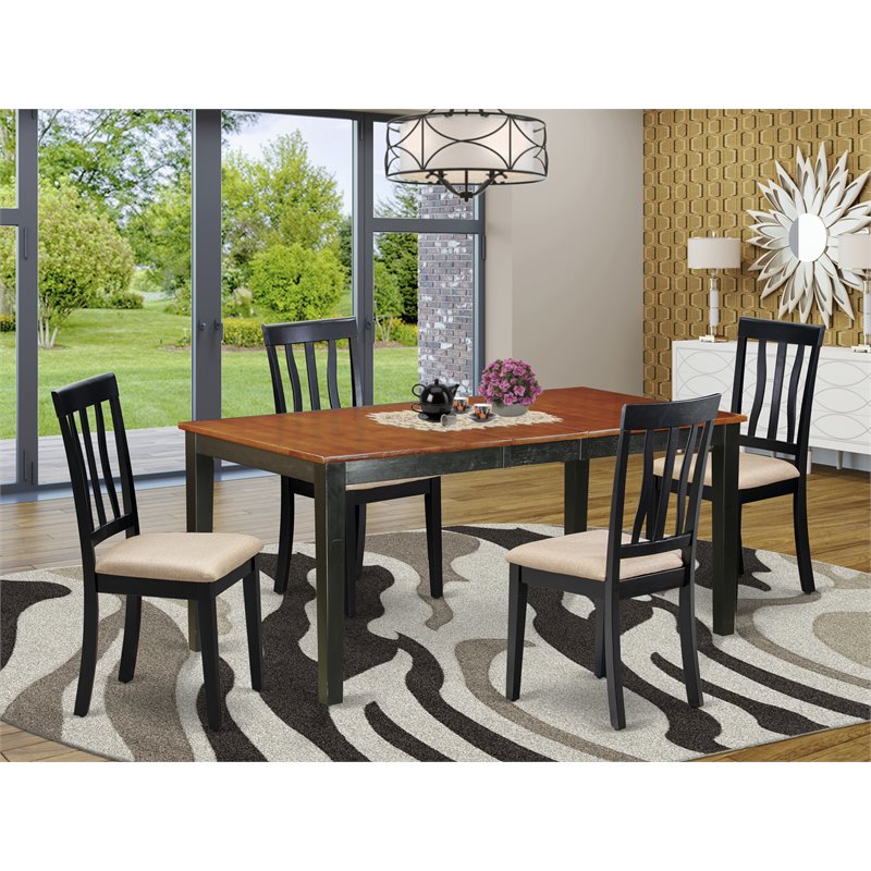 East West Furniture Nicoli 5-piece Wood Kitchen Set in Black/Cherry