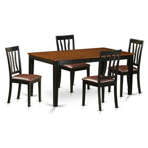 East West Furniture Nicoli 5-piece Wood Kitchen Table Set in Black/Cherry
