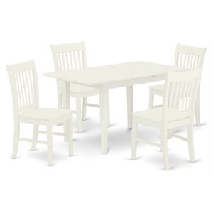 East West Furniture Norfolk 5-piece Wood Dining Table and Chairs in Linen White