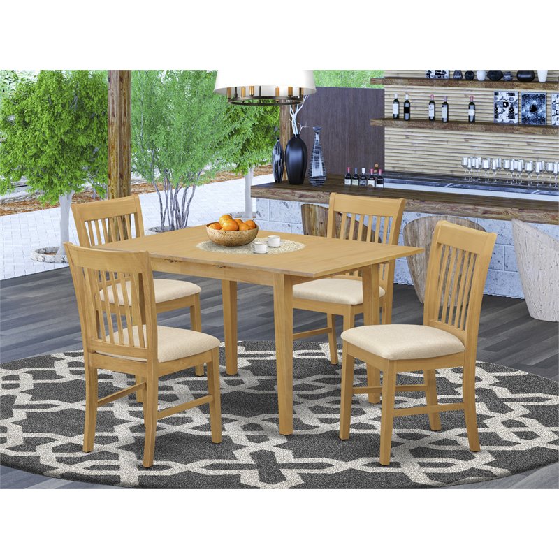 East West Furniture Norfolk 5-piece Traditional Wood Kitchen Table Set in Oak