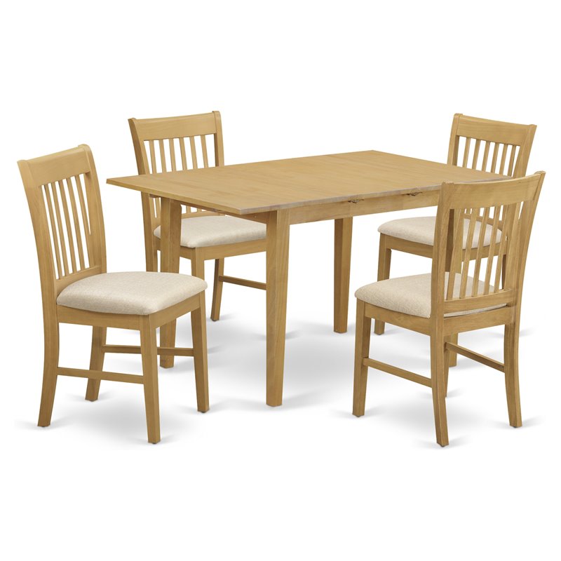 East West Furniture Norfolk 5-piece Traditional Wood Kitchen Table Set in Oak