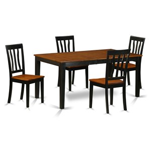 East West Furniture Nicoli 5-piece Wood Dining Table Set in Black/Cherry
