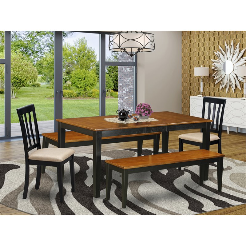 East West Furniture Nicoli 5-piece Wood Dining Room Set in Black/Cherry