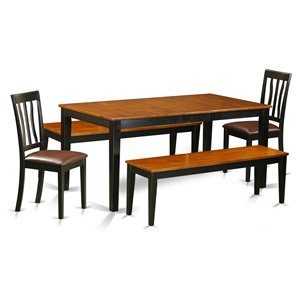 East West Furniture Nicoli 5-piece Dining Set with Leather Seat in Black/Cherry