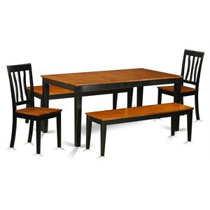 East West Furniture Nicoli 5-piece Dining Set with Wood Seat in Black/Cherry