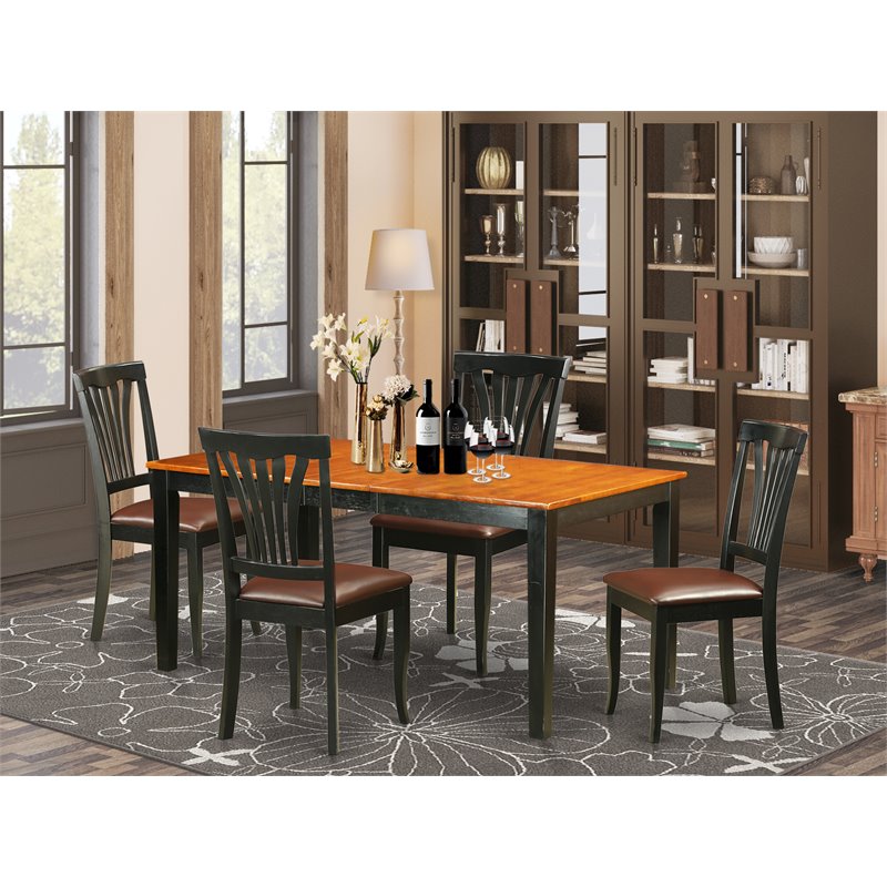 East West Furniture Nicoli 5-piece Kitchen Table and Chair Set in Black/Cherry