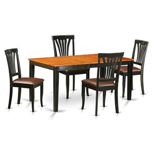 East West Furniture Nicoli 5-piece Kitchen Table and Chair Set in Black/Cherry
