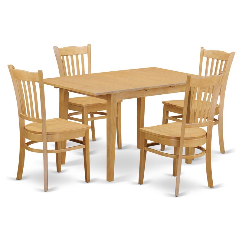 East West Furniture Norfolk 5-piece Wood Table and Dining Chair Set in Oak