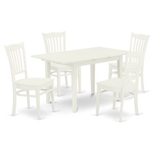 East West Furniture Norfolk 5-piece Wood Dinette Table Set in Linen White