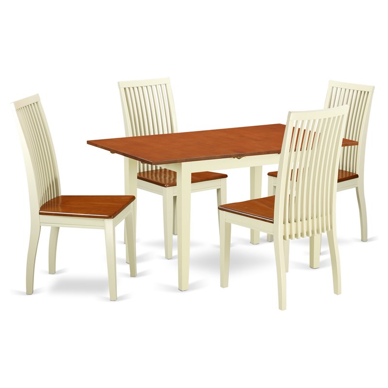 East West Furniture Norfolk 5-piece Table and Dining Chairs in Buttermilk/Cherry
