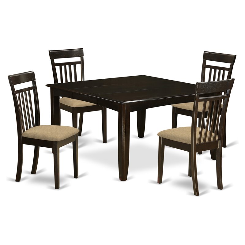 East West Furniture Parfait 5-piece Dining Set with Fabric Seat in Cappuccino