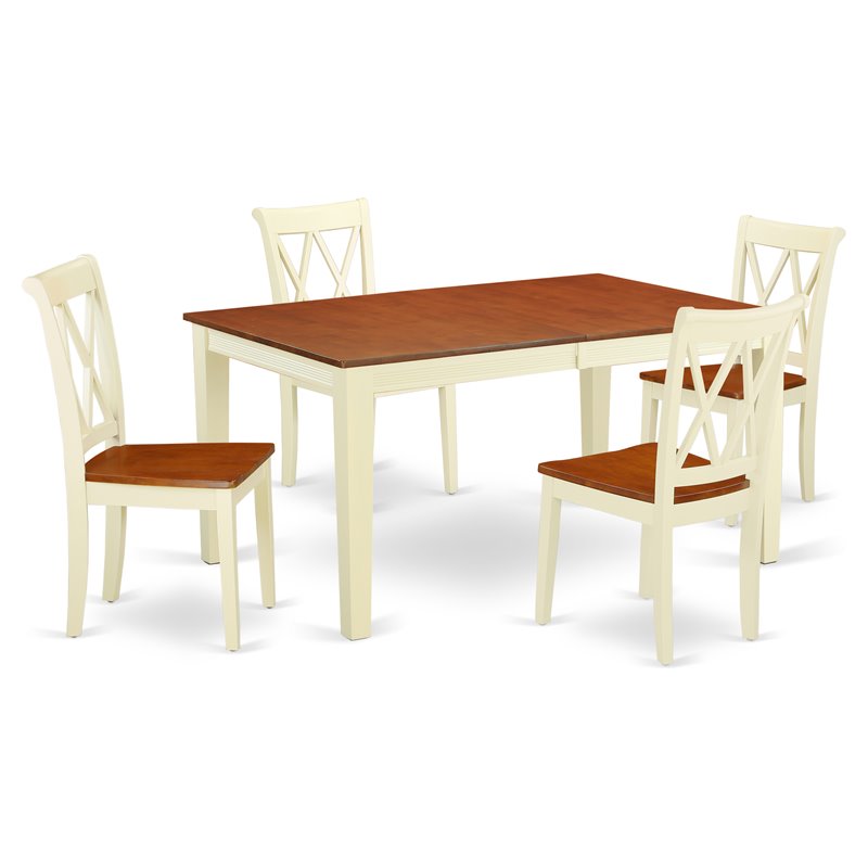 East West Furniture Nicoli 5-piece Dining Set with Rectangular Table in Cherry