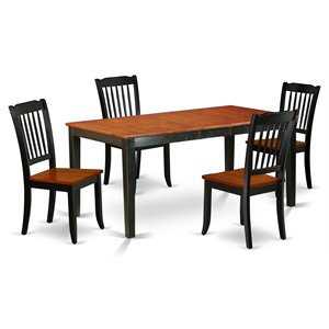 East West Furniture Nicoli 5-piece Wood Table and Dining Chairs in Black/Cherry