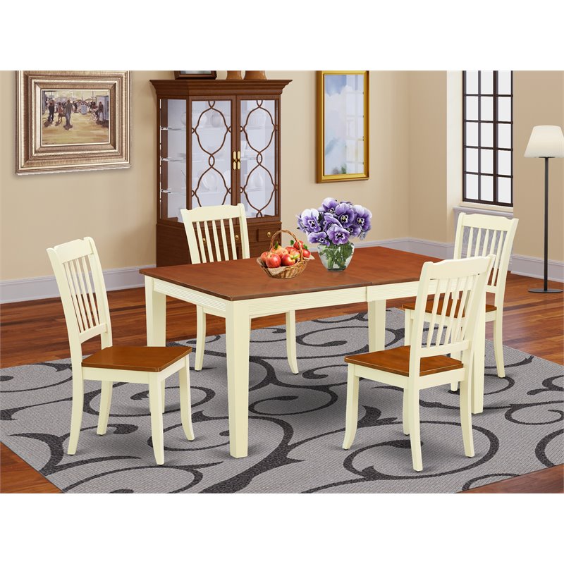 East West Furniture Nicoli 5-piece Wood Dining Table and Chair Set in Cherry