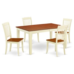 East West Furniture Nicoli 5-piece Wood Dining Table and Chair Set in Cherry