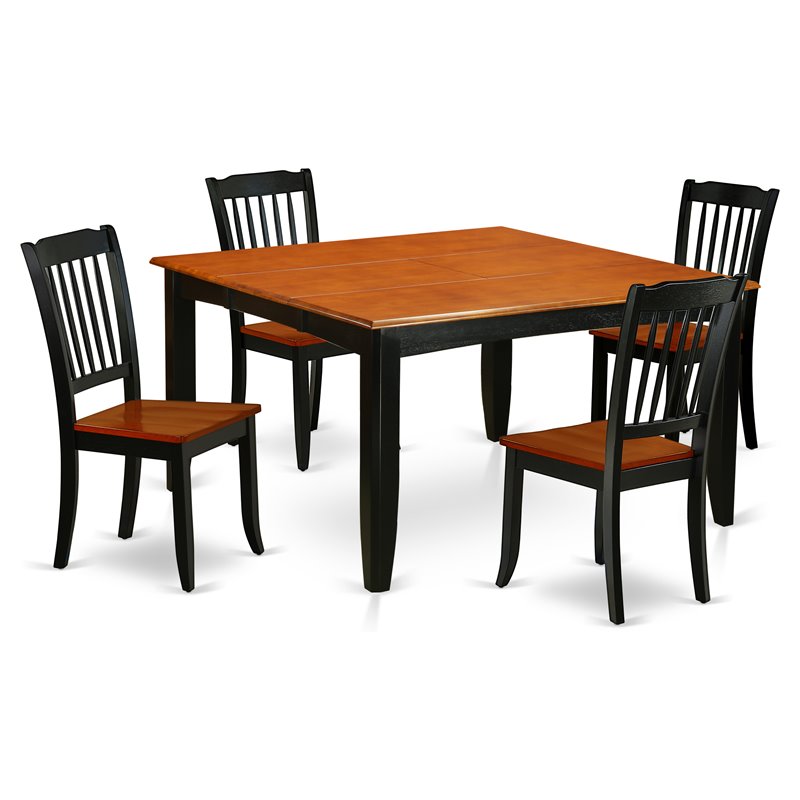 East West Furniture Parfait 5-piece Wood Dining Table and Chairs in Black/Cherry