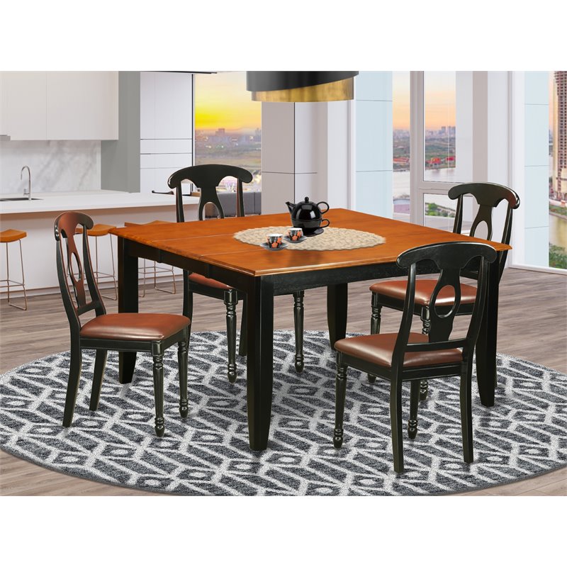 East West Furniture Parfait 5-piece Wood Table and Dining Chair Set in Black