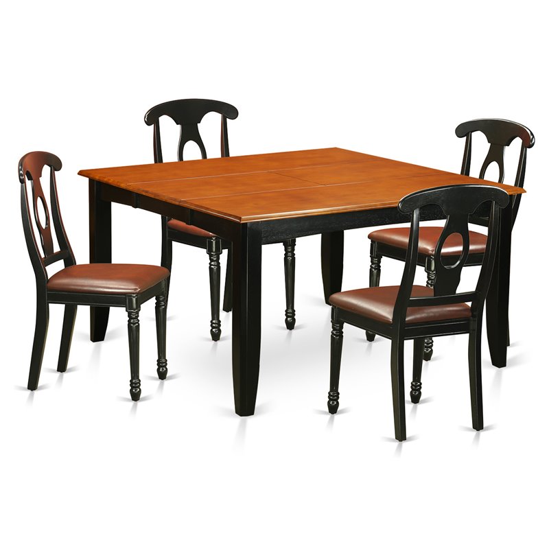 East West Furniture Parfait 5-piece Wood Table and Dining Chair Set in Black