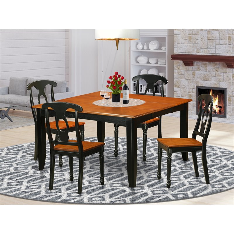 East West Furniture Parfait 5-piece Wood Table and Dining Chairs in Black/Cherry