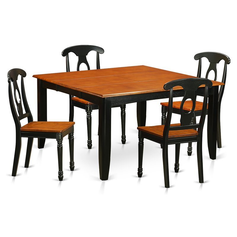 East West Furniture Parfait 5-piece Wood Table and Dining Chairs in Black/Cherry