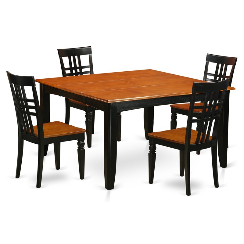East West Furniture Parfait 5-piece Wood Kitchen Table and Chair Set in Black