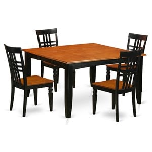 East West Furniture Parfait 5-piece Wood Kitchen Table and Chair Set in Black