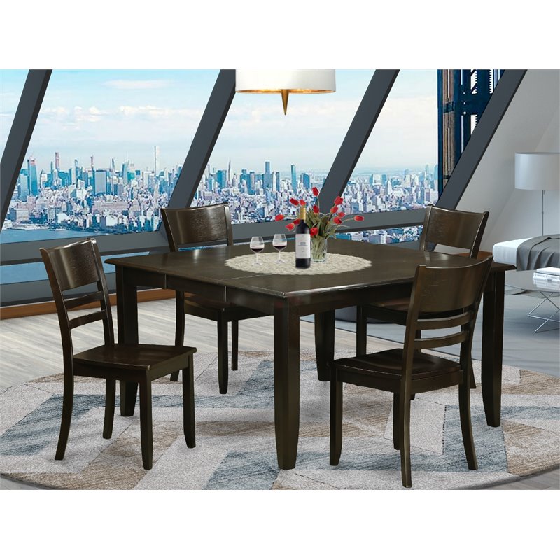 East West Furniture Parfait 5-piece Wood Dining Table and Chairs in Cappuccino