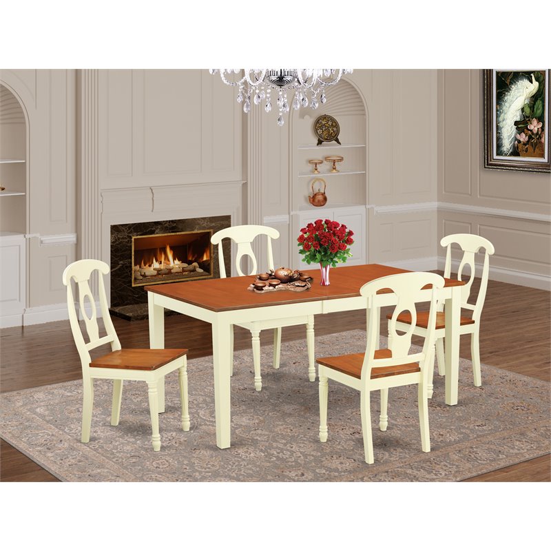 East West Furniture Nicoli 5-piece Wood Table and Dining Chairs in Cherry