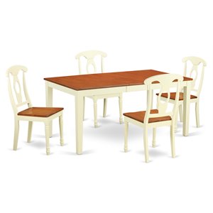 East West Furniture Nicoli 5-piece Wood Table and Dining Chairs in Cherry