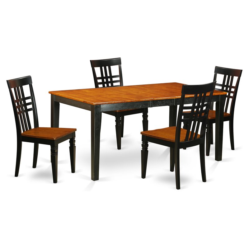 East West Furniture Nicoli 5-piece Wood Chair and Dining Tables in Black/Cherry