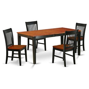 East West Furniture Nicoli 5-piece Wood Dining Set with Rectangle Table in Black