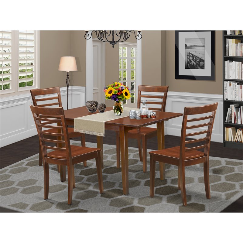 East West Furniture Norfolk 5-piece Wood Table and Kitchen Chairs in Mahogany