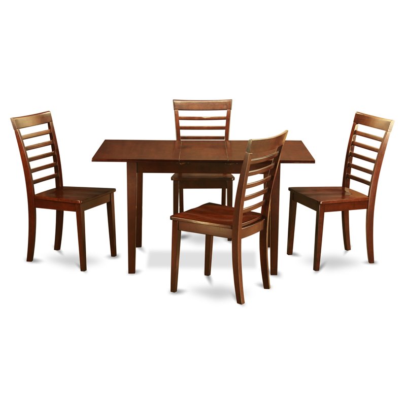 East West Furniture Norfolk 5-piece Wood Table and Kitchen Chairs in Mahogany