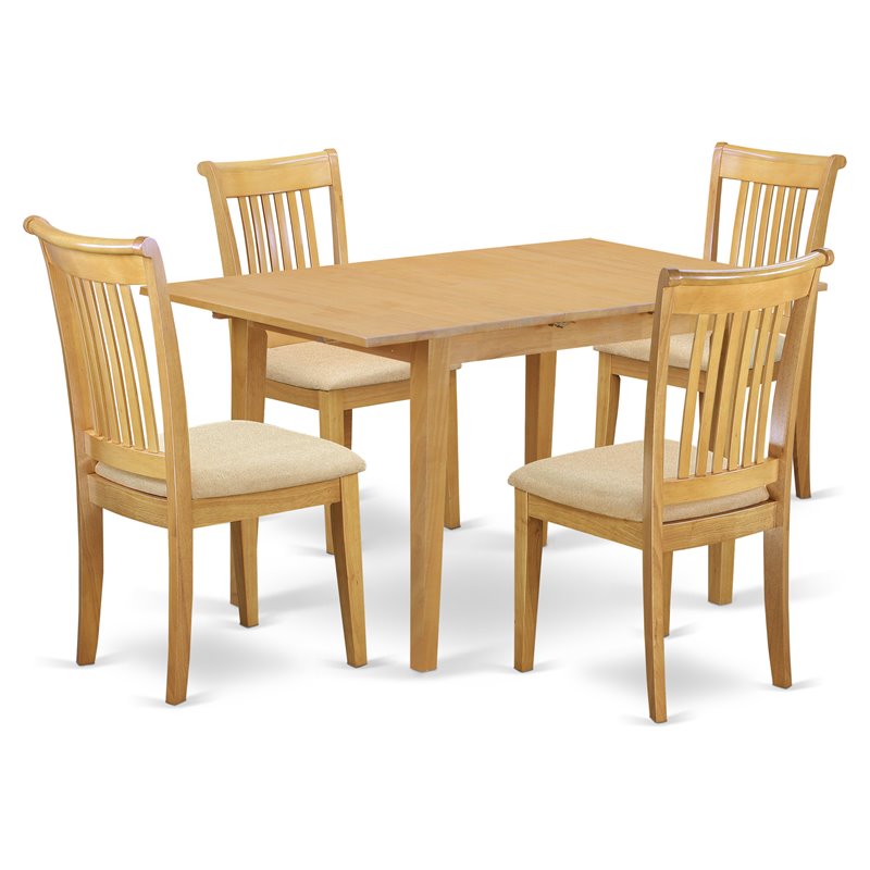 East West Furniture Norfolk 5-piece Wood Table and Dining Chairs in Oak