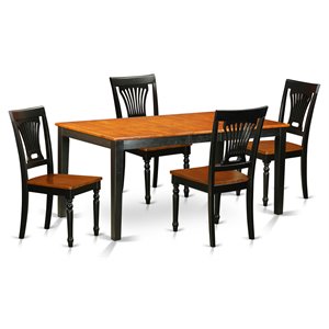 East West Furniture Nicoli 5-piece Wood Table and Kitchen Chairs in Black/Cherry