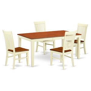 East West Furniture Nicoli 5-piece Wood Kitchen Set in Buttermilk/Cherry