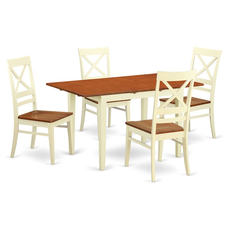 East West Furniture Norfolk 5-piece Wood Kitchen Table and Chair Set in Cherry