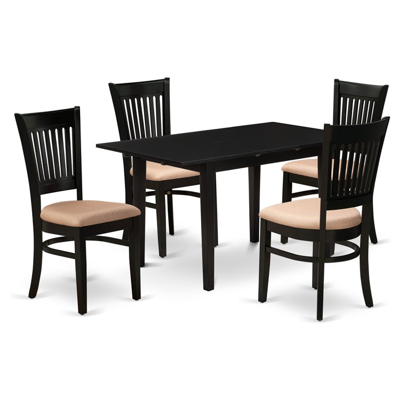 East West Furniture Norfolk 5-piece Wood Dining Table and Chairs in Black