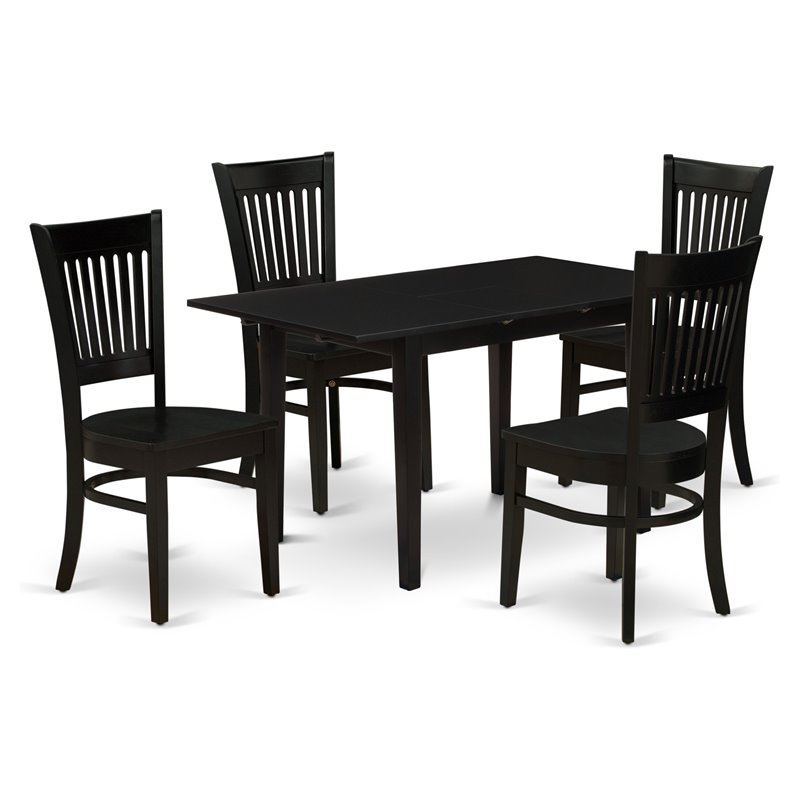 East West Furniture Norfolk 5-piece Traditional Wood Dinette Set in Black