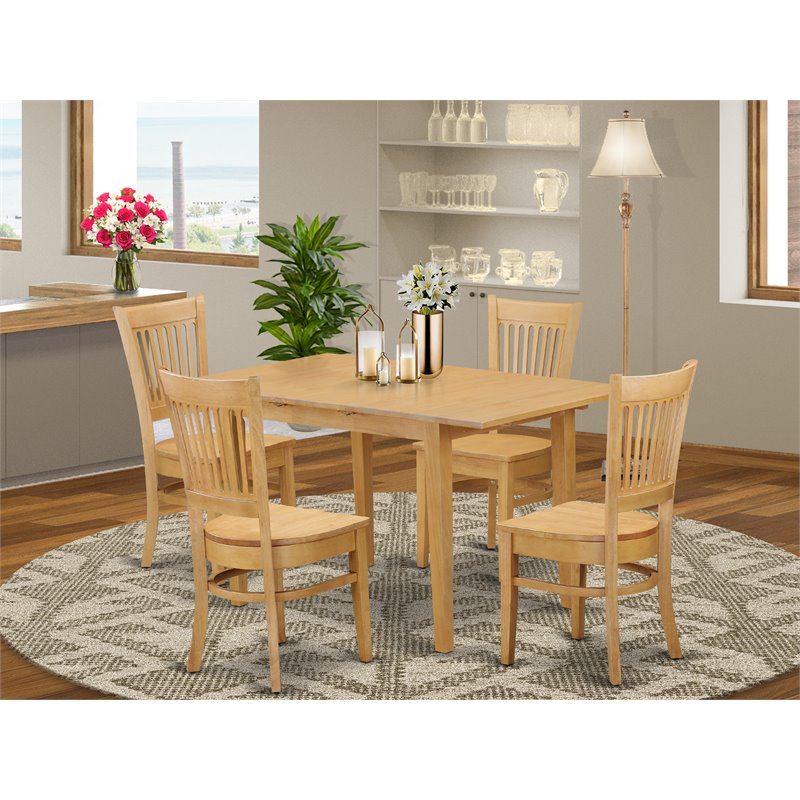 East West Furniture Norfolk 5-piece Traditional Wood Dining Set in Oak
