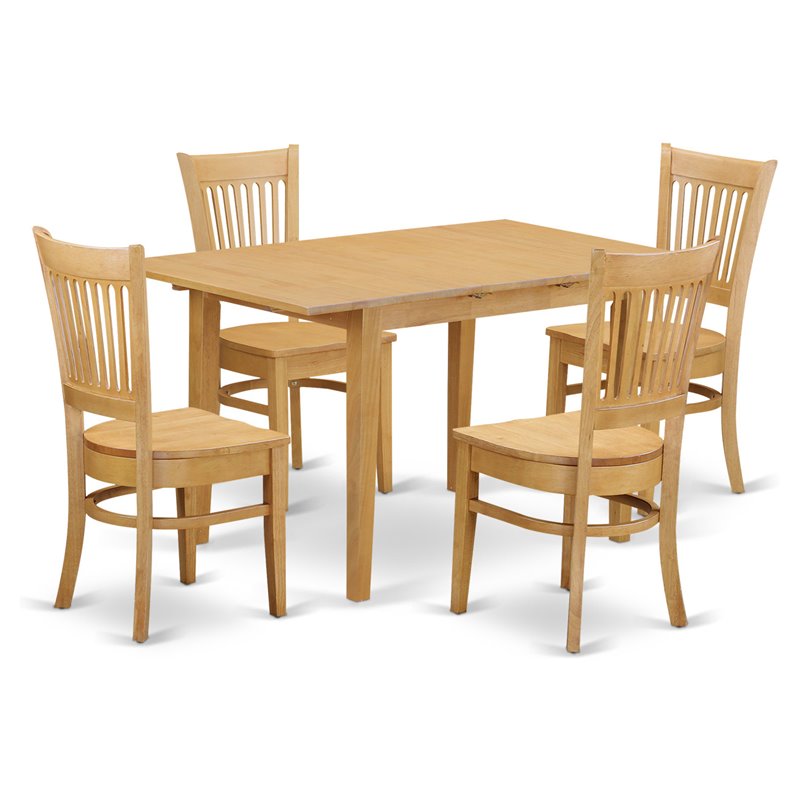 East West Furniture Norfolk 5-piece Traditional Wood Dining Set in Oak