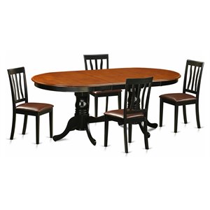 East West Furniture Plainville 5-piece Wood Dining Room Set in Black/Cherry